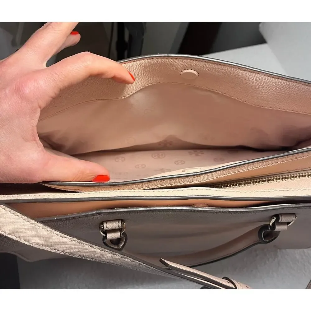 Tory Burch Soft Pink Large Robinson Crossbody Double Zip Satchel Bag